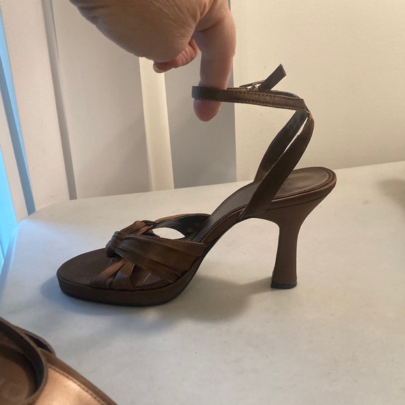 90s “Bijou” Mudd Brown Fabric Uppers Heels Sz 8 M - Picture 10 of 10